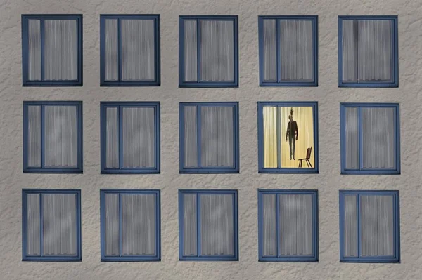 Digitally Generated Symbol Image Loneliness Suicide Apartment Building Germany Europe — Stock Photo, Image