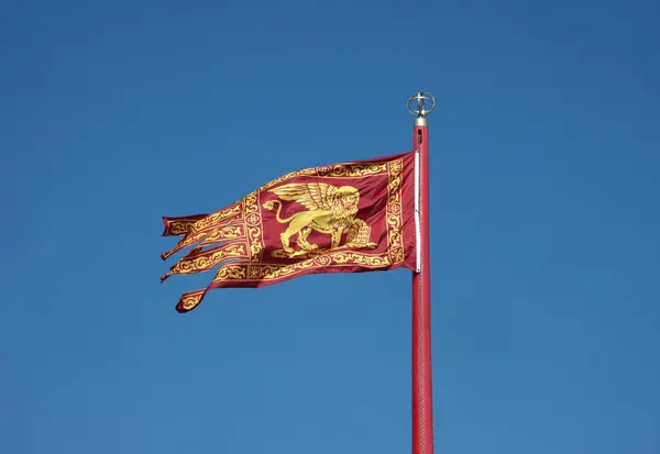 Waving Venetian Flag Venice Veneto Italy Europe — Stock Photo, Image