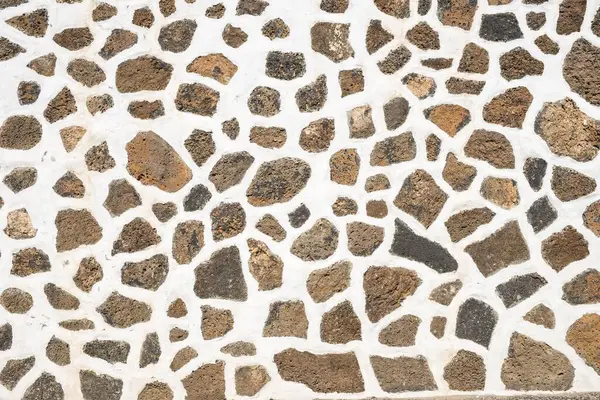 Pared Piedra Natural Con Anchas Juntas Blancas Haria Lanzarote Islas — Foto de Stock