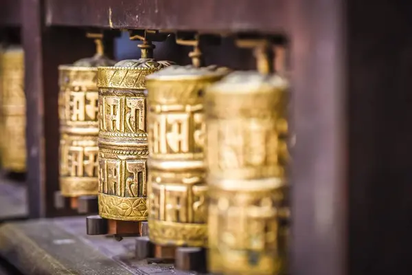Buddhist Prayer Wheels Golden Temple Patan Kathmandu Valley Himalaya Region — Stock Photo, Image