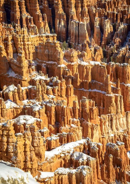 Snow-covered bizarre rocky landscape with Hoodoos in winter, Inspiration Point, Bryce Canyon National Park, Utah, USA, North America