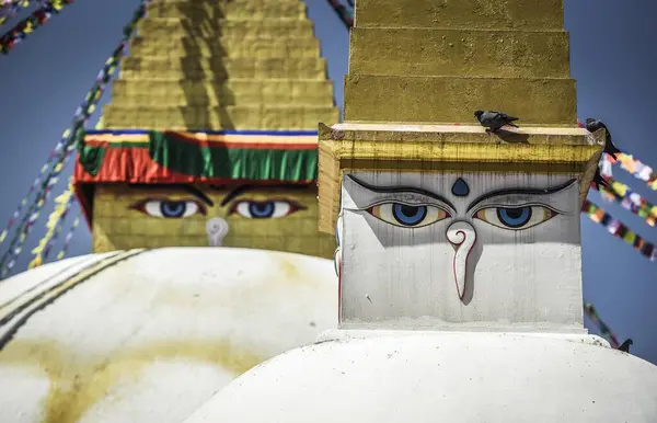 Buddha Eyes Boudhanath Stupa Boudha Tibetan Buddhism Kathmandu Nepal Asia — Stock Photo, Image