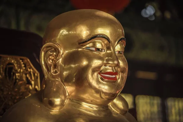 Head Buddha Sculpture Happy Buddha Budai Chinese Temple Lumbini Nepal — Stock Photo, Image