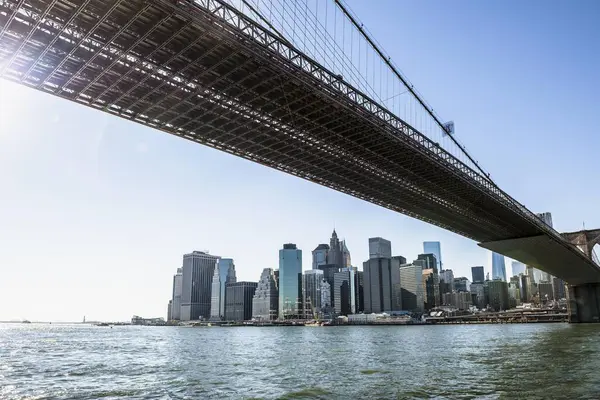 Skyline Brooklyn Bridge Downtown Manhattan Nova Iorque Estados Unidos América — Fotografia de Stock