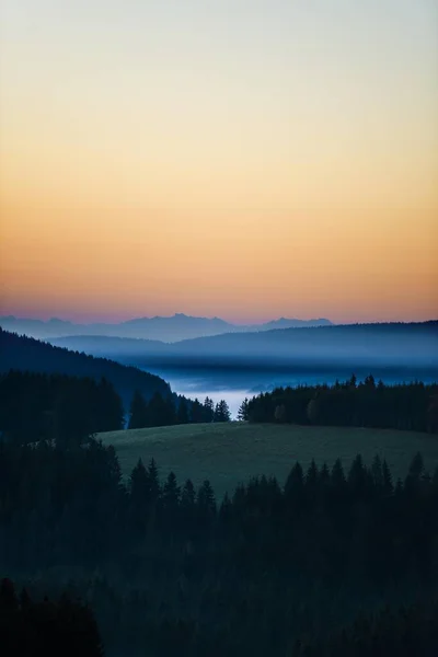 Morning haze, morning mood, view from Thurner, behind the Swiss Alps, Black Forest, Baden-Wrttemberg, Germany, Europe