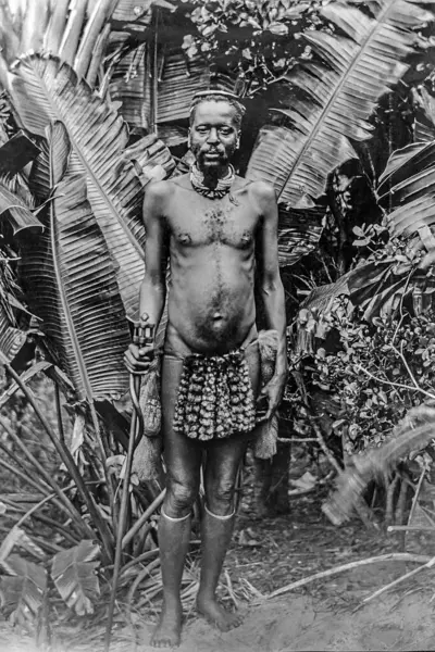 Portrait African Man Front Banana Trees 1916 Durban South Africa — Stock Photo, Image