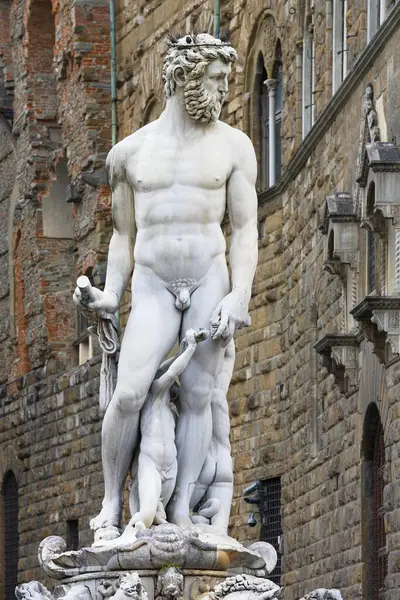 Estatua Neptuno Fuente Neptuno Por Bartolomeo Ammannati 1575 Piazza Della — Foto de Stock