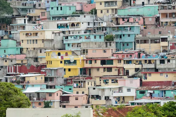 Colourful houses, slum Jalousie, Ptionville, Port-au-Prince, Ouest, Haiti, Central America