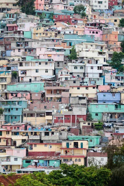 Colourful houses, slum Jalousie, Ptionville, Port-au-Prince, Ouest, Haiti, Central America