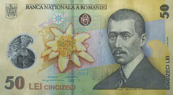 Banconota Frontale Banconota Rumena Lei — Foto Stock