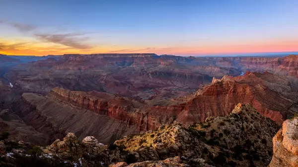Schluchtenlandschaft Schlucht Des Grand Canyon Bei Sonnenuntergang Colorado River Blick — Stockfoto