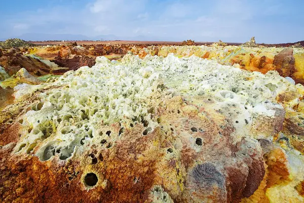 Geothermal Area Salt Crystals Sulphur Deposits Dallol — Stock Photo, Image