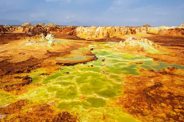 Geothermal Area Sulphur Deposits Acidic Salt Lakes — Stock Photo, Image