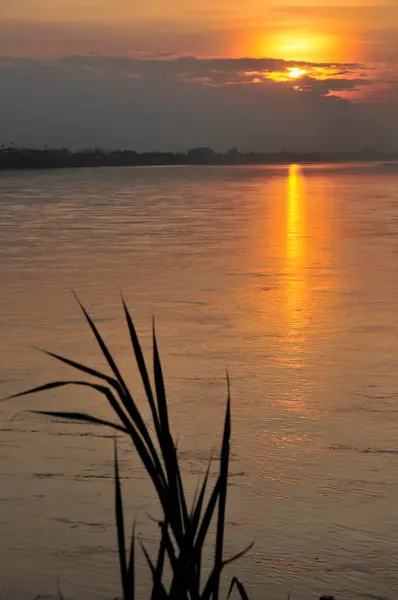 Sunset Mekong River Border Thailand Laos Asia Publicground — Stock Photo, Image