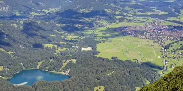 Vista Desde Himmelschrofen 1790M Iller Freibergsee Oberstdorf Allgaeu Alps Allgaeu — Foto de Stock
