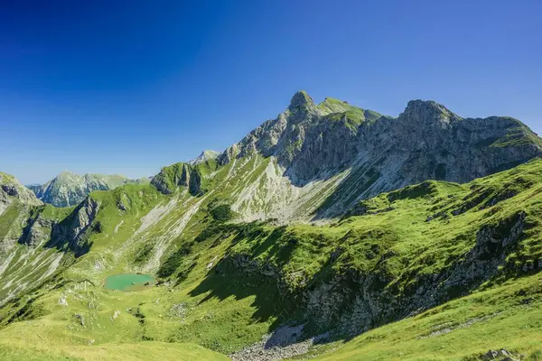 Oberer Gaisalpsee Πίσω Από Τις Άλπεις Nebelhorn Allgaeu Allgaeu Βαυαρία — Φωτογραφία Αρχείου