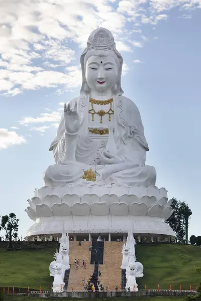 Giant Guan Yin Statue Wat Huay Pla Kang Temple Sitting — Stock Photo, Image