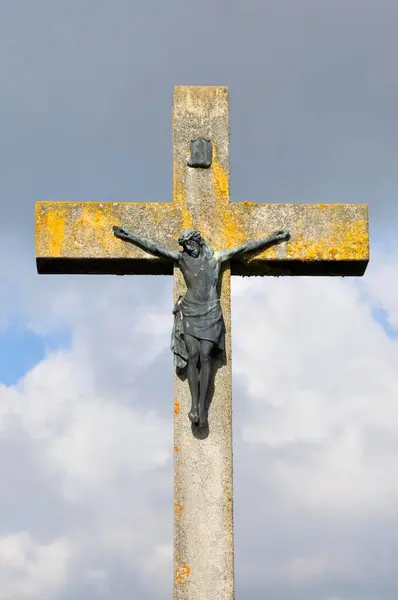Field Cross Figure Christ Swabian Alb Baden Wuerttemberg Germany Europe — Stock Photo, Image