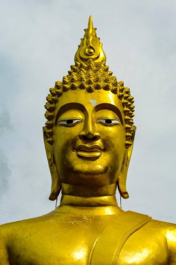 Golden Buddha Statue, detail, Wat Phra Yai Temple, Pattaya, Chon Buri Province, Thailand, Asia clipart