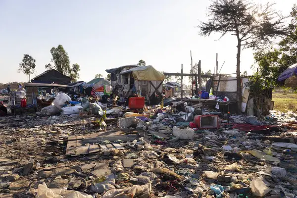 Huts Garbage Dump Choeung Phnom Penh Cambodia Asia — Stock Photo, Image
