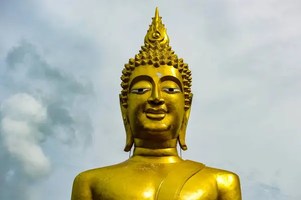 Golden Buddha Statue Detail Wat Phra Yai Temple Pattaya Chon — Stock Photo, Image