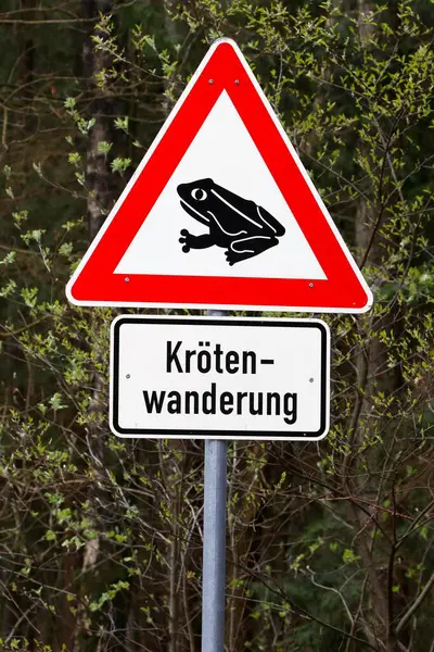 Traffic Sign Caution Toad Crossing Germany Europe — Stock Photo, Image