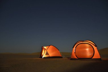 Tents in the Nubian Desert in the evening light, near Dongola, Northern State, Nubia, Sudan, Africa clipart