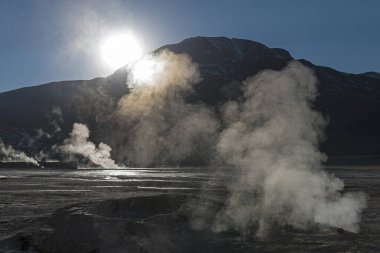 Smoking geysers, El Tatio, San Pedro de Atacama, Atacama Desert, 4270m altitude, Chile, South America clipart