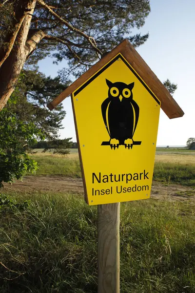 stock image Sign nature park Park Island Usedom, Mecklenburg-Western Pomerania, Germany, Europe