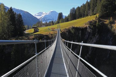 Rope suspension bridge over Hhenbachtal, 200,51m long and 105m high, Holzgau, Lechtal, Tyrol, Austria clipart