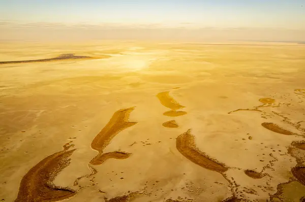 stock image Aerial view, dried-out salt lake, Etosha pan, Etosha National Park, Namibia, Africa