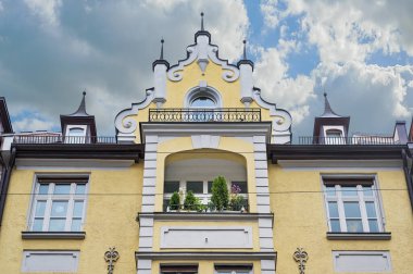 Facade with gable and greened bay window, old building, Munich, Upper Bavaria, Bavaria, Germany, Europe clipart