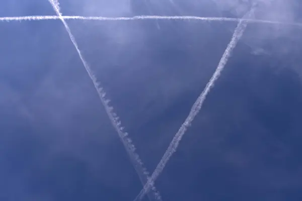 stock image Crossing contrails in the blue sky, Bavaria, Germany, Europe