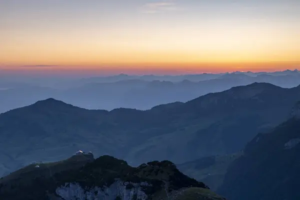 stock image View of Ebenalp and Appenzeller Land in morning mood, Alpstein, Canton Appenzell, Switzerland, Europe