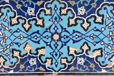 Close-up of tile patterns at Shah-i-Zinda Necropolis, Samarkand, Uzbekistan, Asia clipart