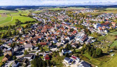 Aerial view, city view, Neresheim, Baden-Wrttemberg, Germany, Europe  clipart