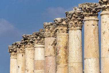 Corinthian columns of South Decumanus colonnade, Jerash, Jordan, Asia clipart