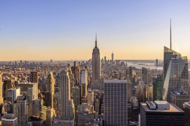 View of Midtown and Downtown Manhattan and Empire State Building from Top of the Rock Observation Center, Rockefeller Center, Manhattan, New York City, New York State, USA, North America clipart