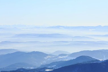 View from the summit of the Belchen to snow-covered mountain and alpine ranges, Black Forest, Baden-Wrttemberg, Germany, Europe  clipart