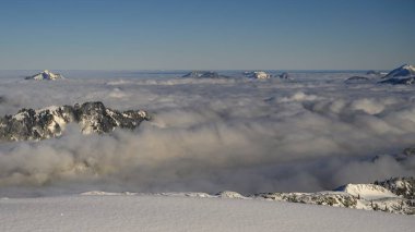 Sea of clouds with Allgu peaks, Ritzlern, Kleinwalsertal, Vorarlberg, Austria, Europe  clipart