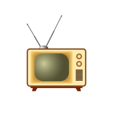 Retro tv simgesi beyaz zemin üzerine 