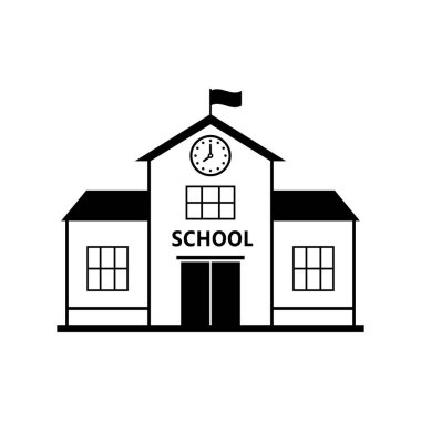 Okul vektör simgesi, beyaz arkaplanda izole edilmiş bina