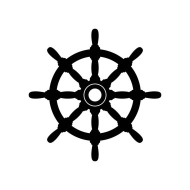 Beyaz arkaplanda siyah dümen vektör simgesi