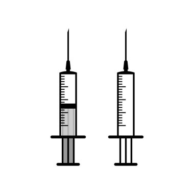 Tıbbi şırınga simgesi beyaz arka plan üzerinde