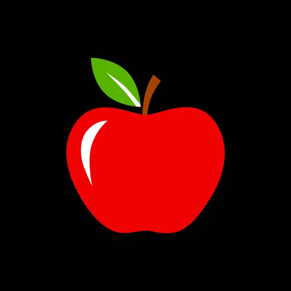 Εικονίδιο Διανύσματος Μήλου Μαύρο Φόντο — Διανυσματικό Αρχείο