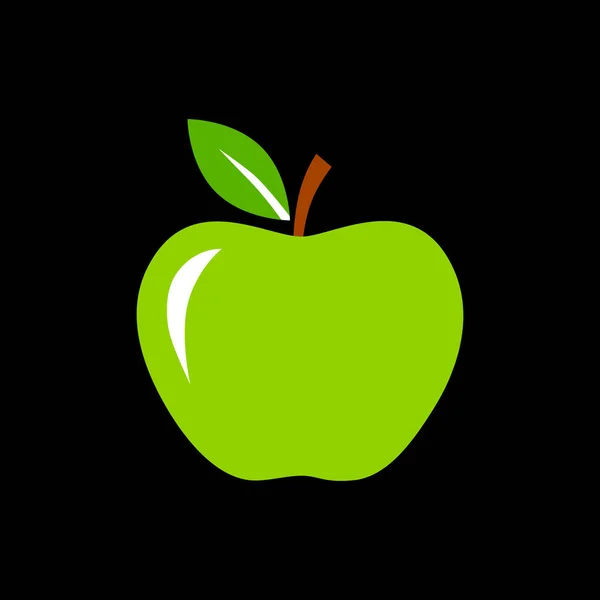Äpple Vektor Ikon Svart Bakgrund — Stock vektor