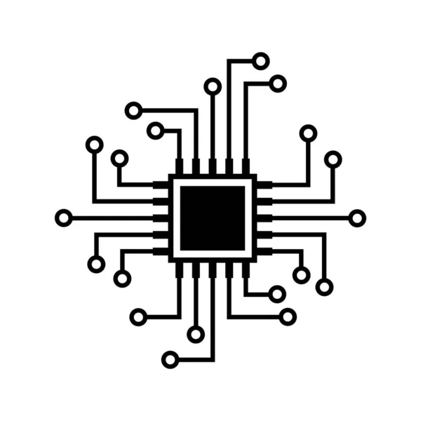 Mikroprocesszor Vektor Ikon Fehér Háttér — Stock Vector