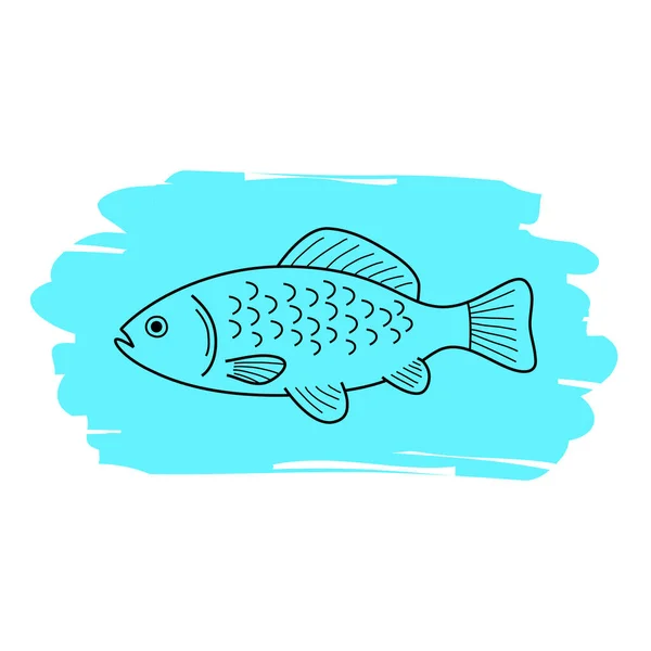 Fish Vector Icon Hand Drawing — Stock Vector