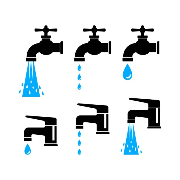 Faucet Vector Icons White Background — Stock Vector