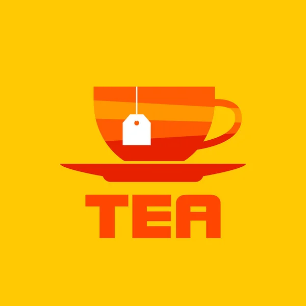 Teacup Wektor Ikona Pomarańczowym Tle — Wektor stockowy